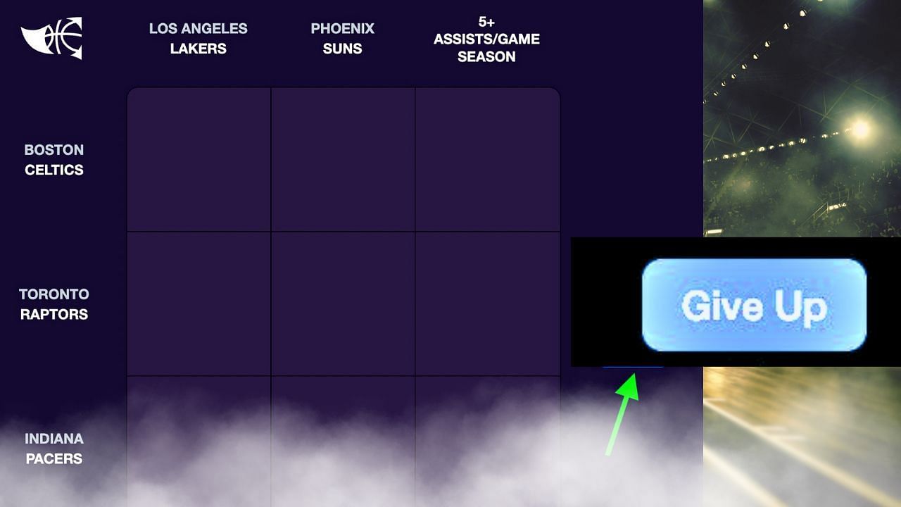 NBA Immaculate Grid  includes &quot;give up&quot; button