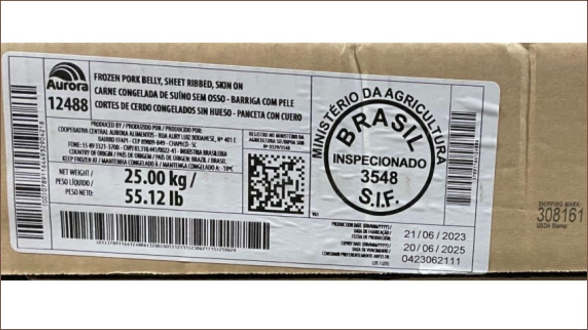 The recalled frozen, raw pork products were exclusively shipped to retailers in Minnesota (Image via FSIS)
