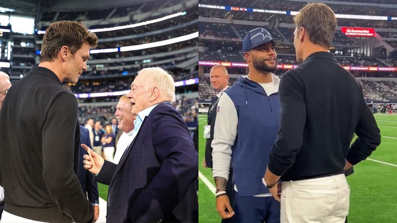 Tom Brady links up with Dak Prescott, Jerry Jones ahead of Cowboys-Raiders game
