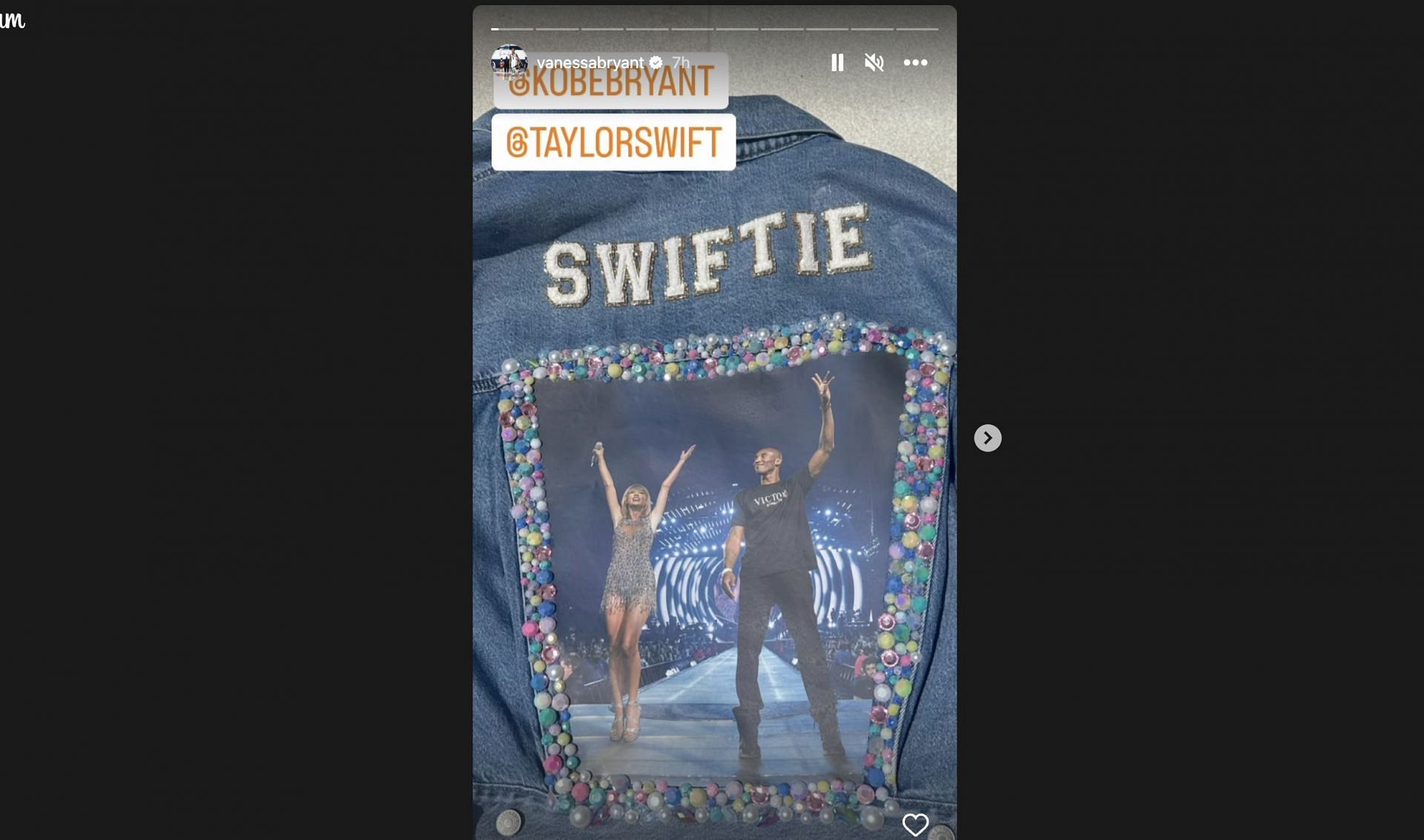 Vanessa posts picture of her jacket on her Instagram Story