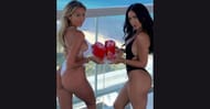 Johnny Manziel ex-wife, Bri Tiesi (right), showing her heartbroken cake (Credits: Instagram/@bre_tiesi)