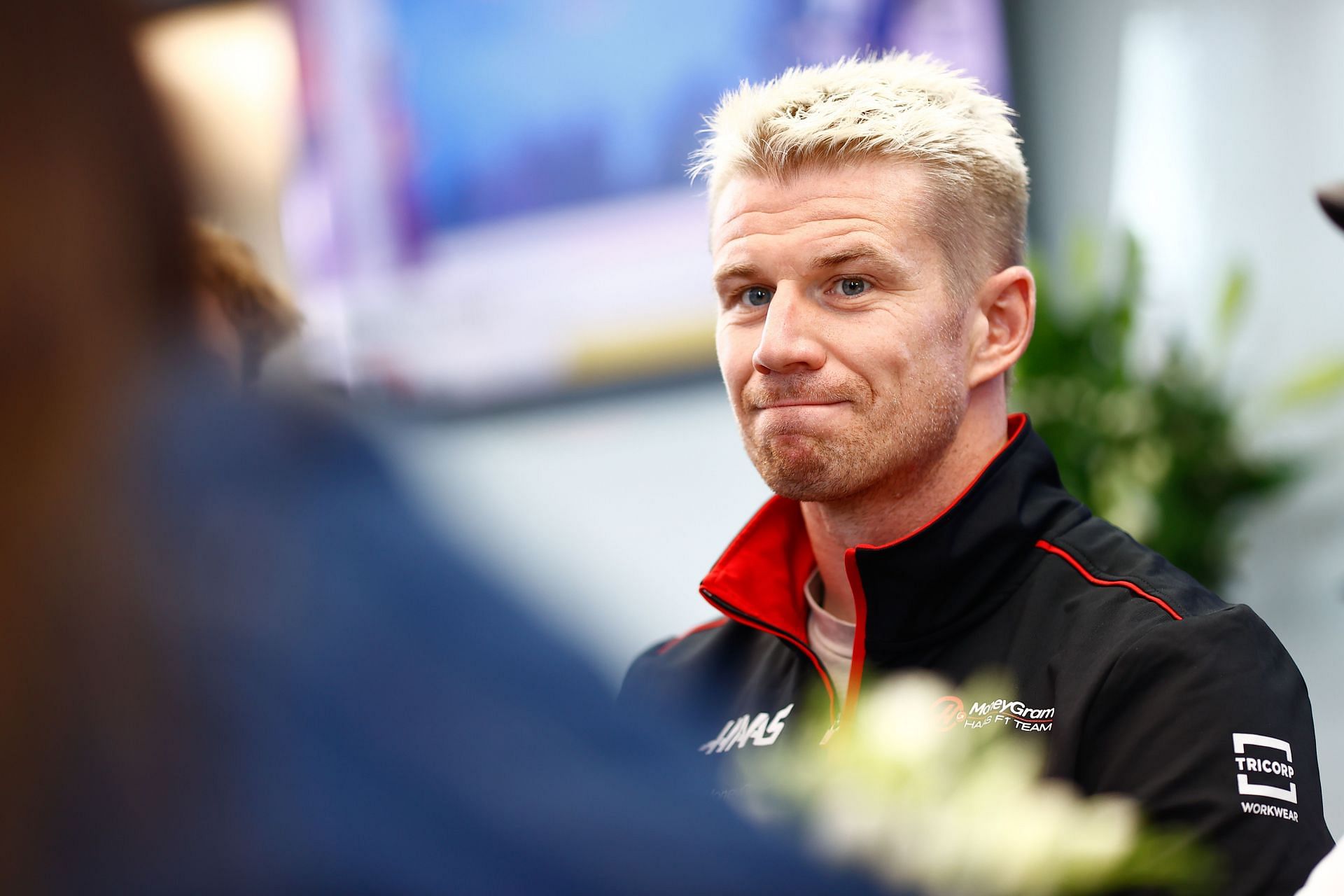Nico Hulkenberg carrying out media duties ahead of the 2023 Dutch Grand Prix at the Zandvoort circuit. (Image courtesy- Haas F1 team images)