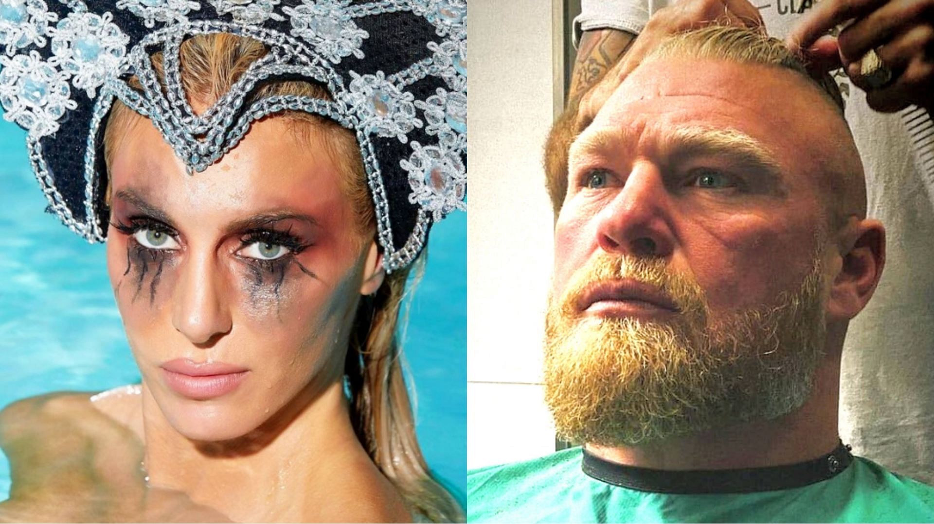 Top WWE Superstars Charlotte Flair (left) and Brock Lesnar (right)