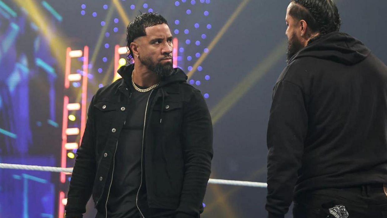 Jey Uso confronting Jimmy Uso after SummerSlam