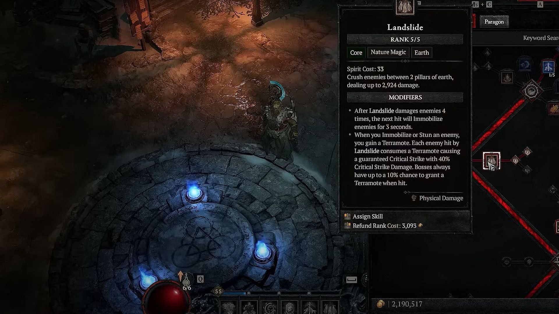 Symbiotic Aspect is ideal for Trampleslide Druid build that uses Landslide skill (Image via Diablo 4)