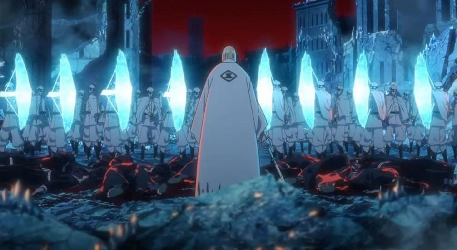 Shinji against a horde of Quincy Soldats (Image via Pierrot)