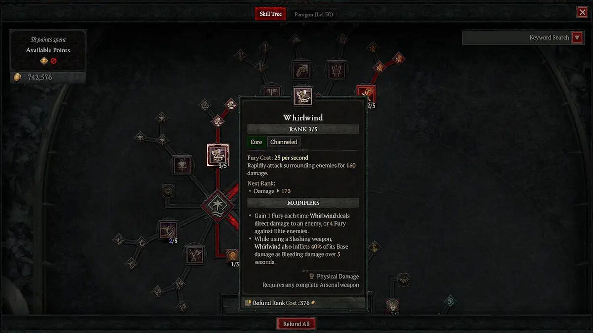 You must also opt for the Whirlwind skill (Image via Diablo 4)