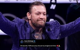 "Excuse my arrogance" - Conor McGregor reminds fans of '100% accuracy' with footage of 40-second win over UFC legend