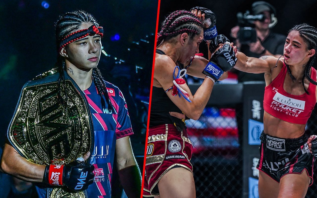 Allycia Hellen Rodrigues (left) and Rodrigues fighting Janet Todd (right) | Photo Credits: ONE Championship
