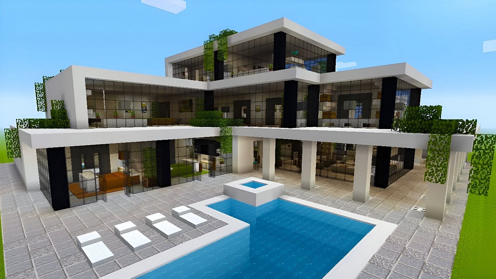 Minecraft mansions can be expensive in resources, but the final product is glorious (Image via Brandon Stilley Gaming/YouTube)