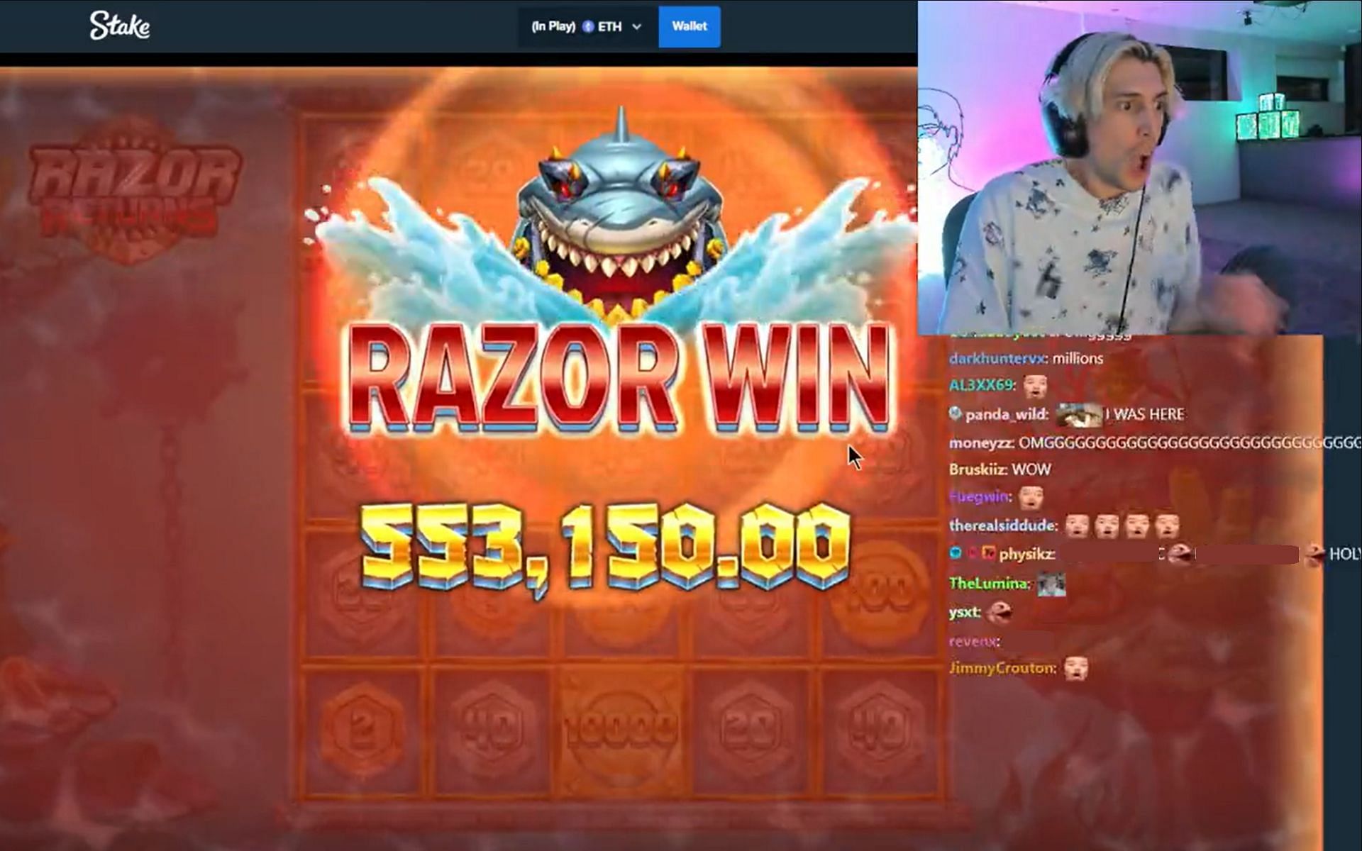 xQc managed to win over $500,000 during his first Stake sponsored gambling livestream, fans react (Image via xQc/Kick)