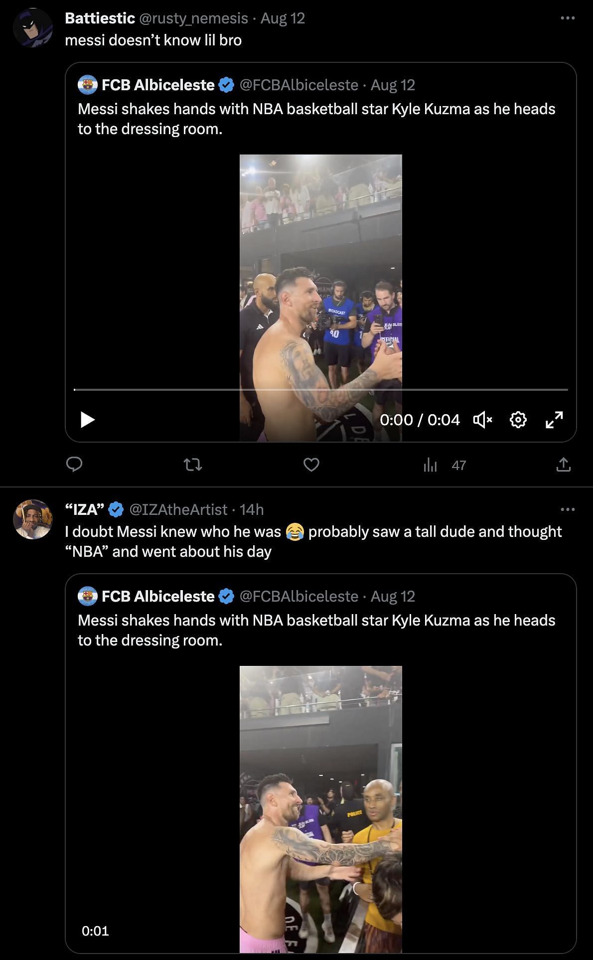 Fans point out that Messi doesn&#039;t know Kuzma