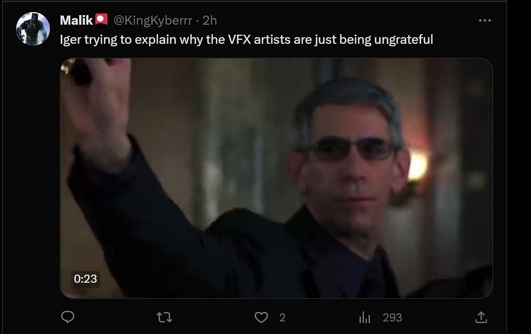 A tweet reply to DF&#039;s post about VFX workers (Image via X)