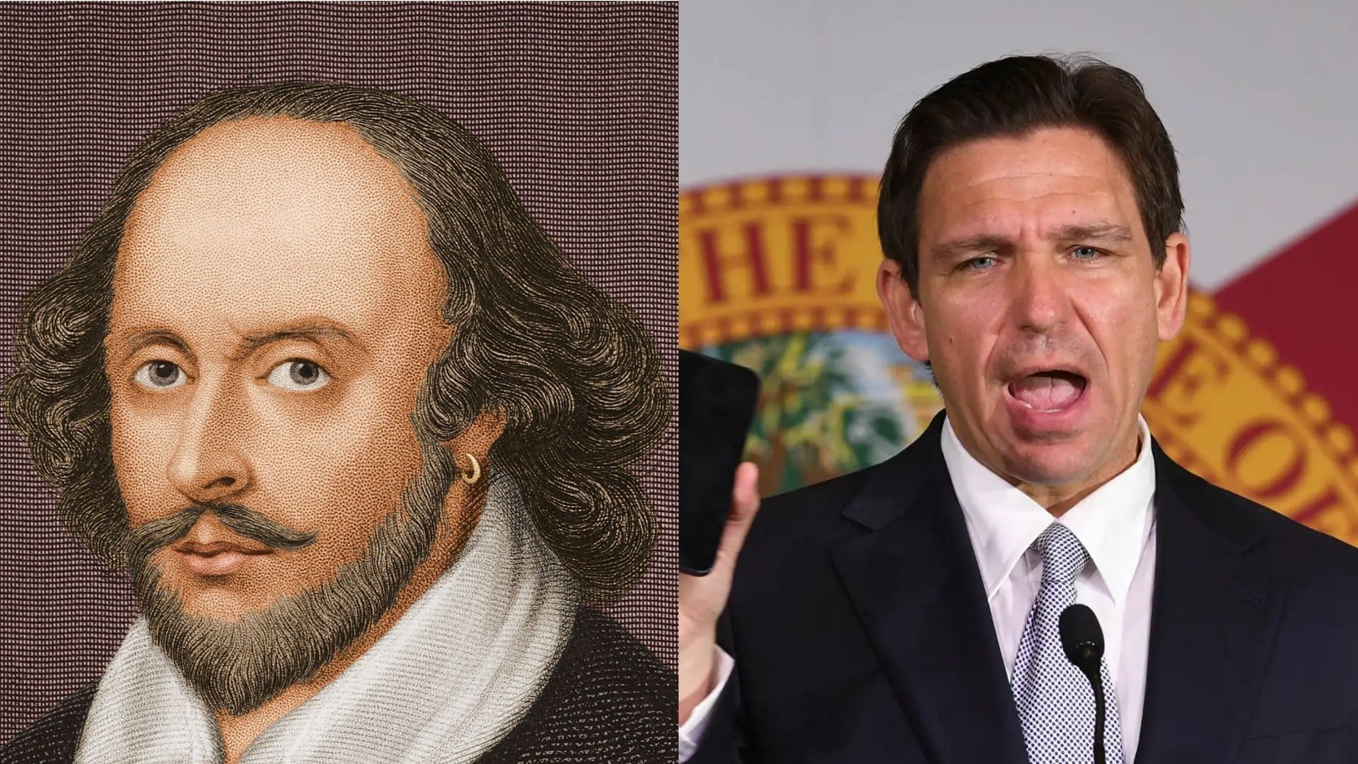 William Shakespeare and Ron DeSantis. (Photos via Getty Images)