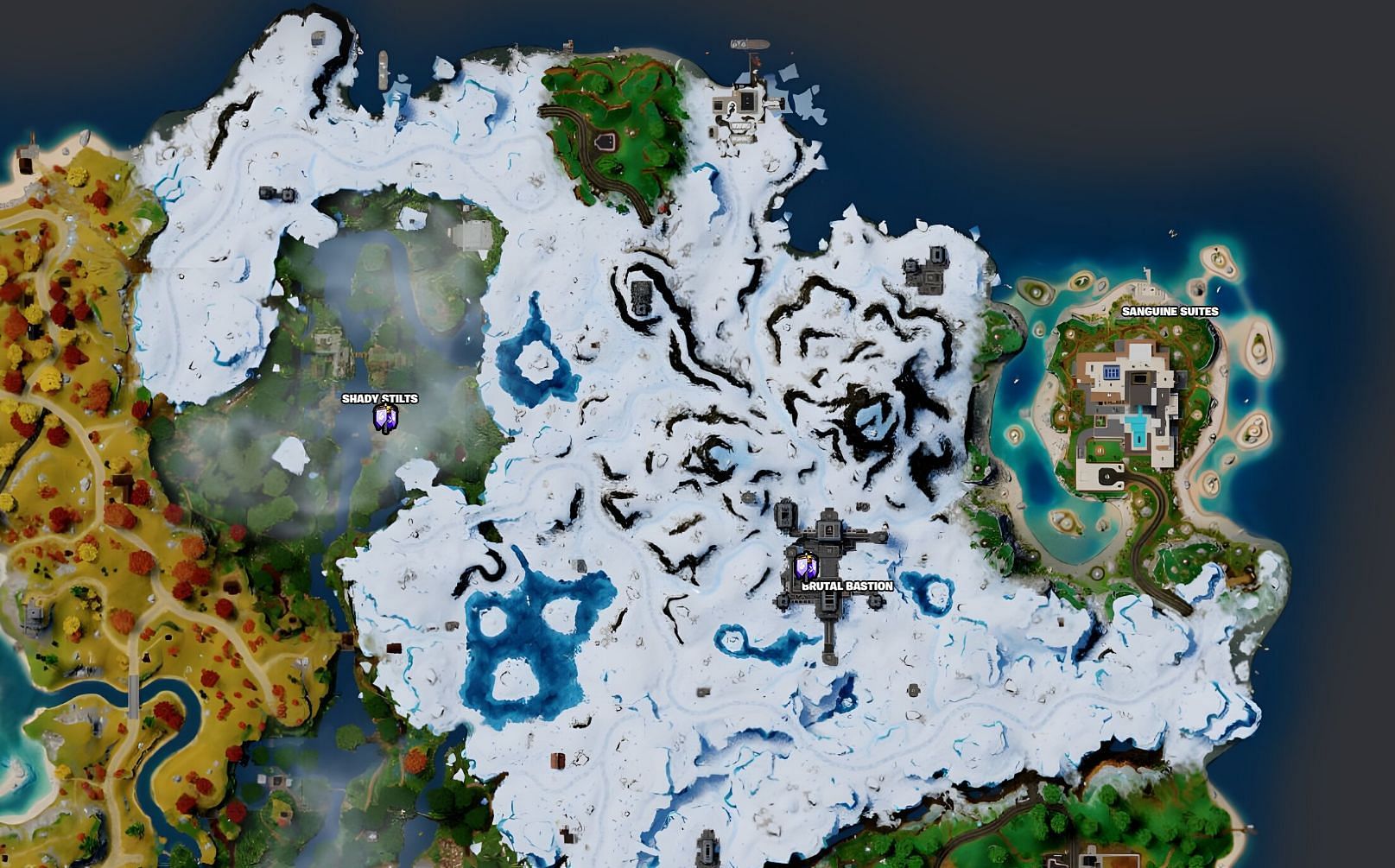 Capture Points in the Ice/Snow Biome Biomes in Chapter 4 Season 4 (Image via Fortnite.GG)