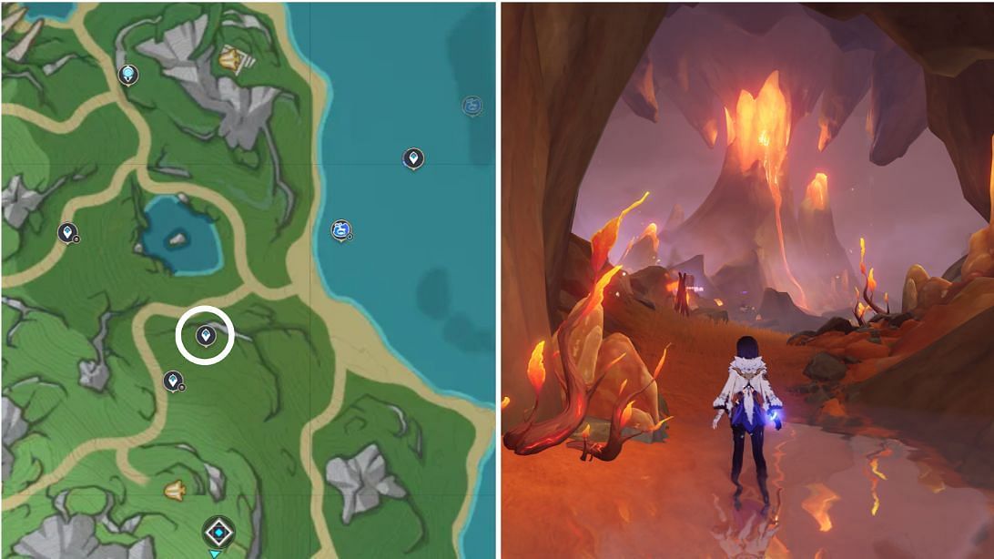 Solve the boiling lake puzzle to access the cavern (Image via HoYoverse)
