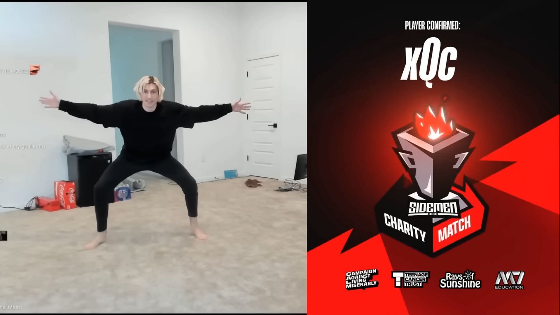 xQc has been confirmed to be playing in the Sidemen Charity Match (Image via xQc Clips/YouTube)