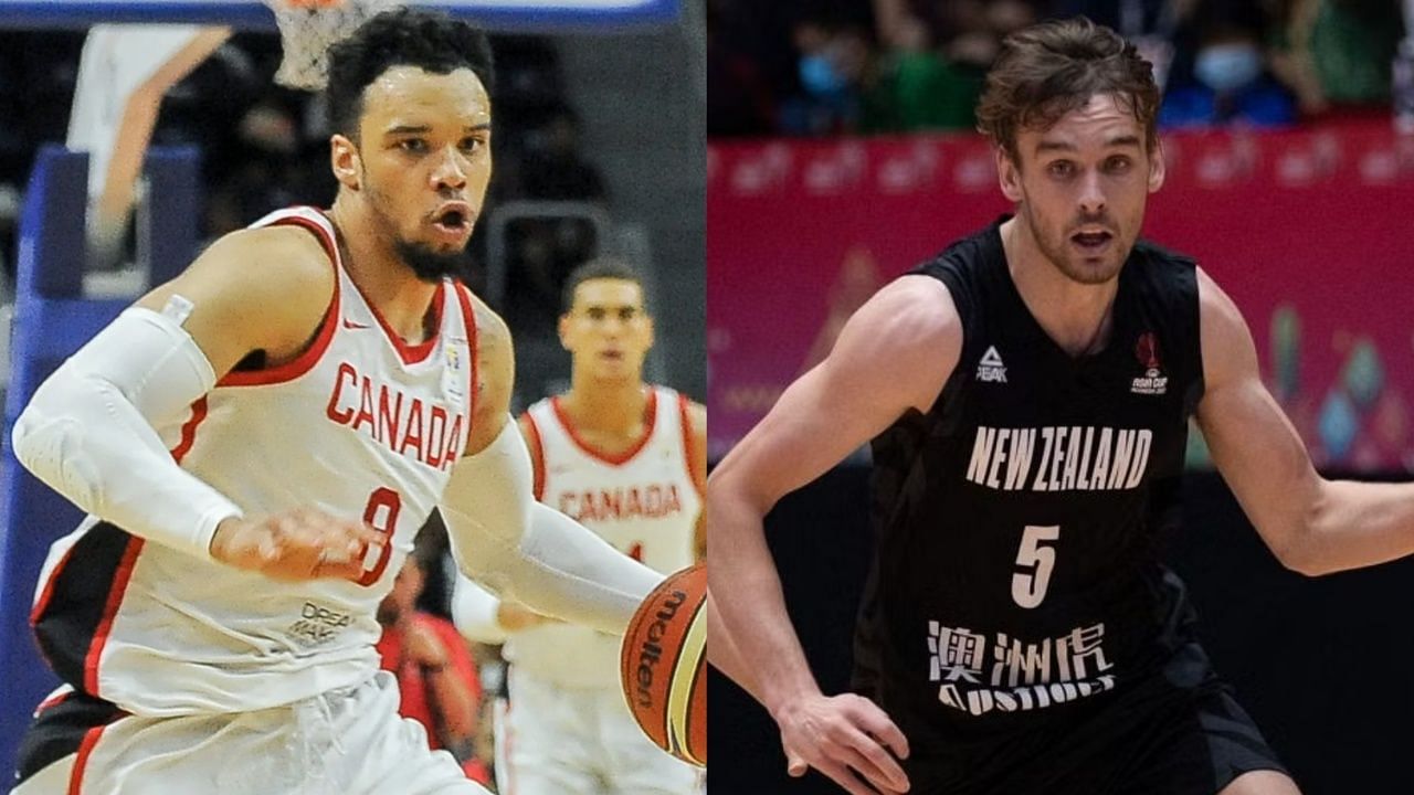 Dillon Brooks of Canada and Taylor Britt of New Zealand