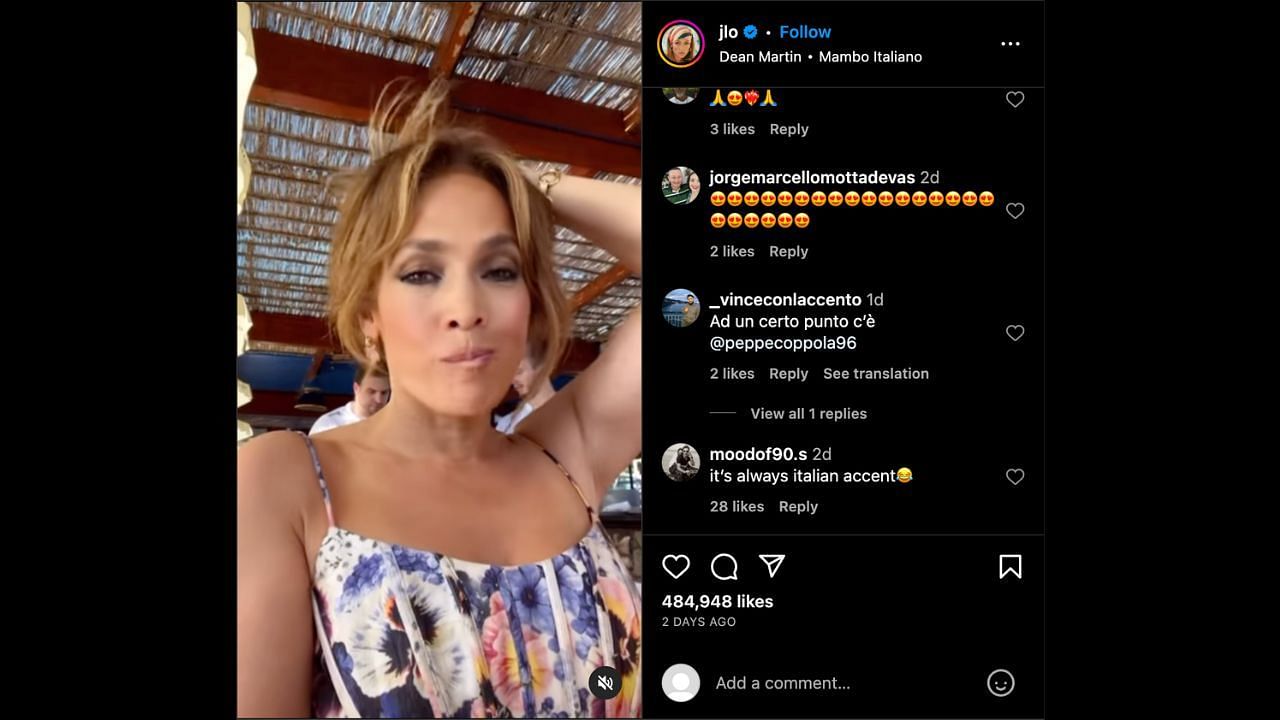 Fans reacted to Lopez&#039;s Italian accent in Instagram video