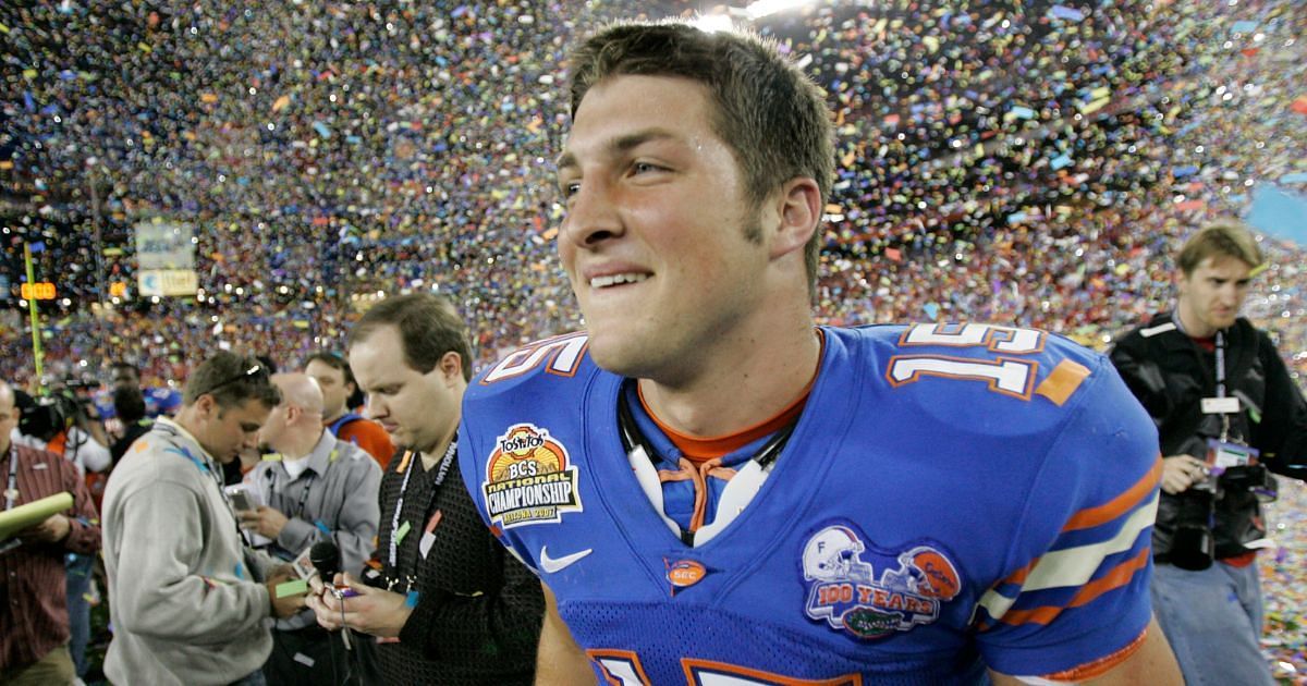 Florida Gators: No. 15 Tim Tebow w/ 2007 BCS National Championship Pat –  National Vintage League Ltd.