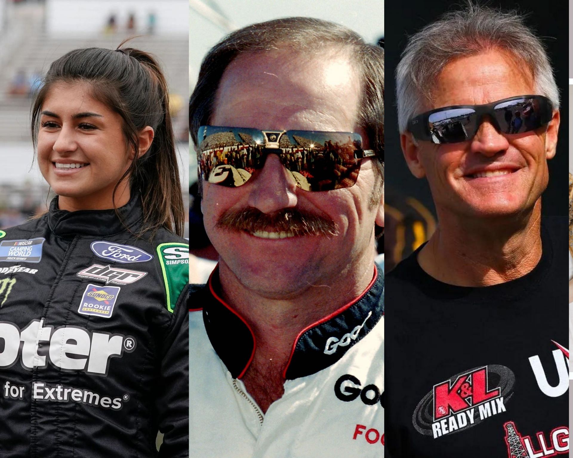 (L-R) NASCAR drivers Hailie Deegan, Dale Earnhardt and Kenny Wallace.