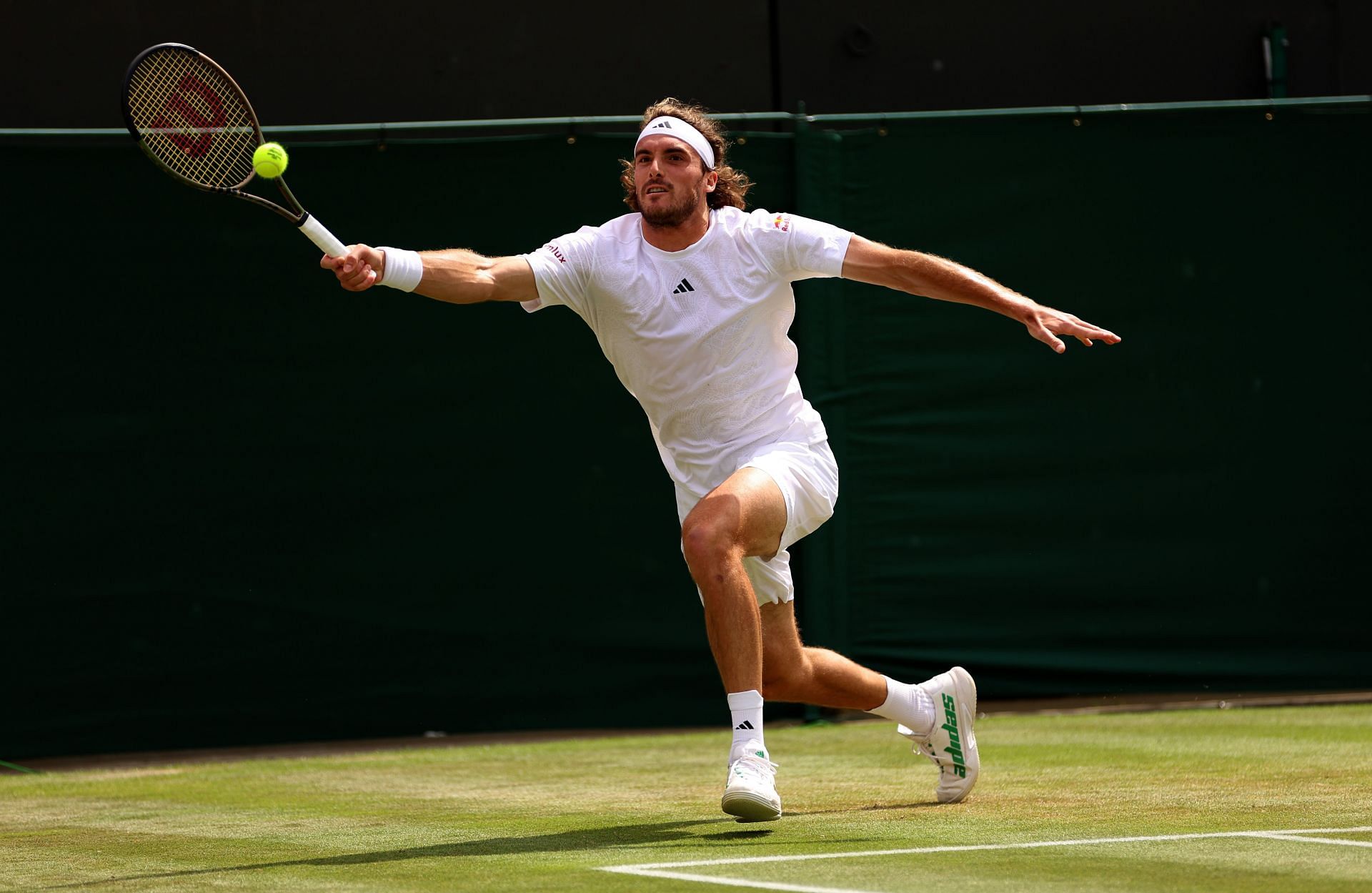 Stefanos Tsitsipas in action at the Wimbledon Championships