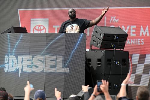 Shaquille O'Neal performing as DJ Diesel at the NASCAR Cup Series Toyota / Save Mart 350