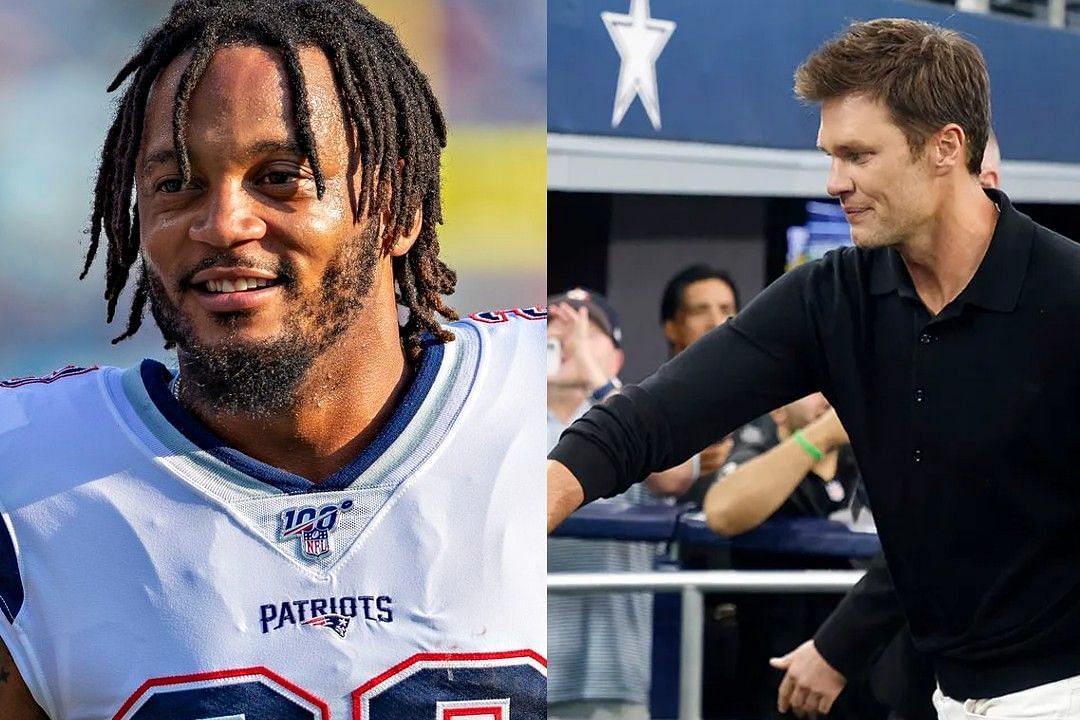 Patrick Chung, left, Tom Brady, right 