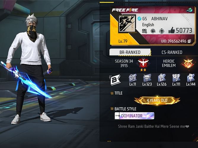 Abhinav Gaming's Free Fire ID, stats, rank, guild, and more