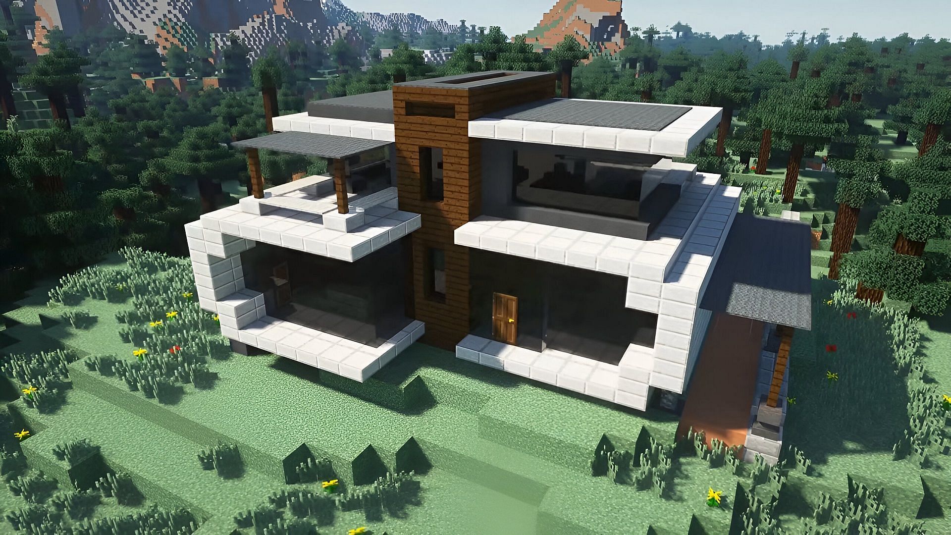 Modern builds don&#039;t always need to be perfectly symmetrical in Minecraft (Image via TrixyBlox/YouTube)