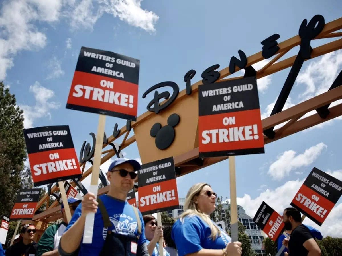 A still from the WGA strike (Image via AP)