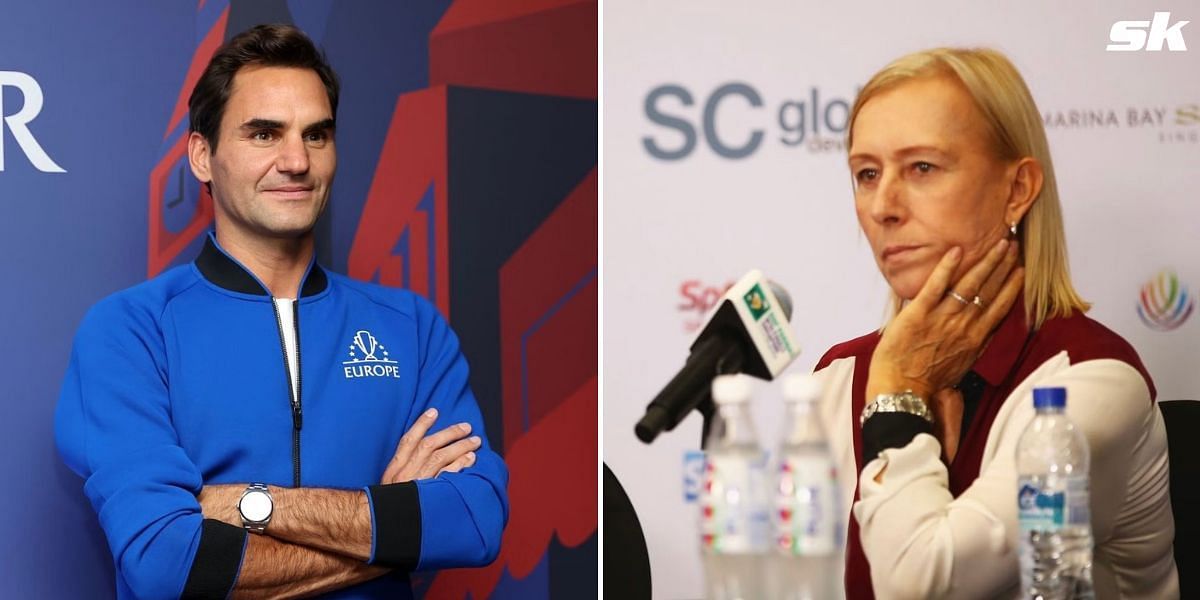 Roger Federer (L) and Martina Navratilova