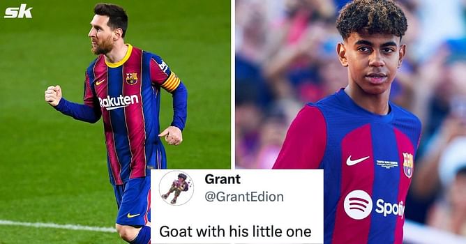 "GOAT with his little one" - Fans react as image of Barcelona starlet Lamine Yamal and Lionel Messi goes viral