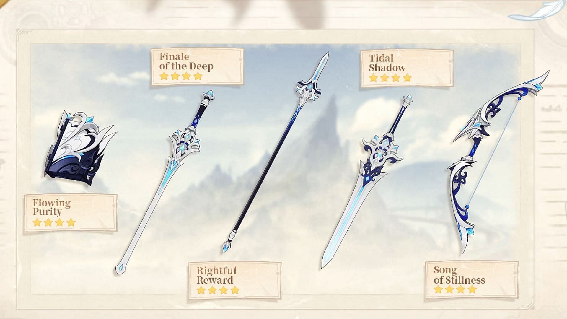 These are the Fontaine craftable weapons (Image via HoYoverse)