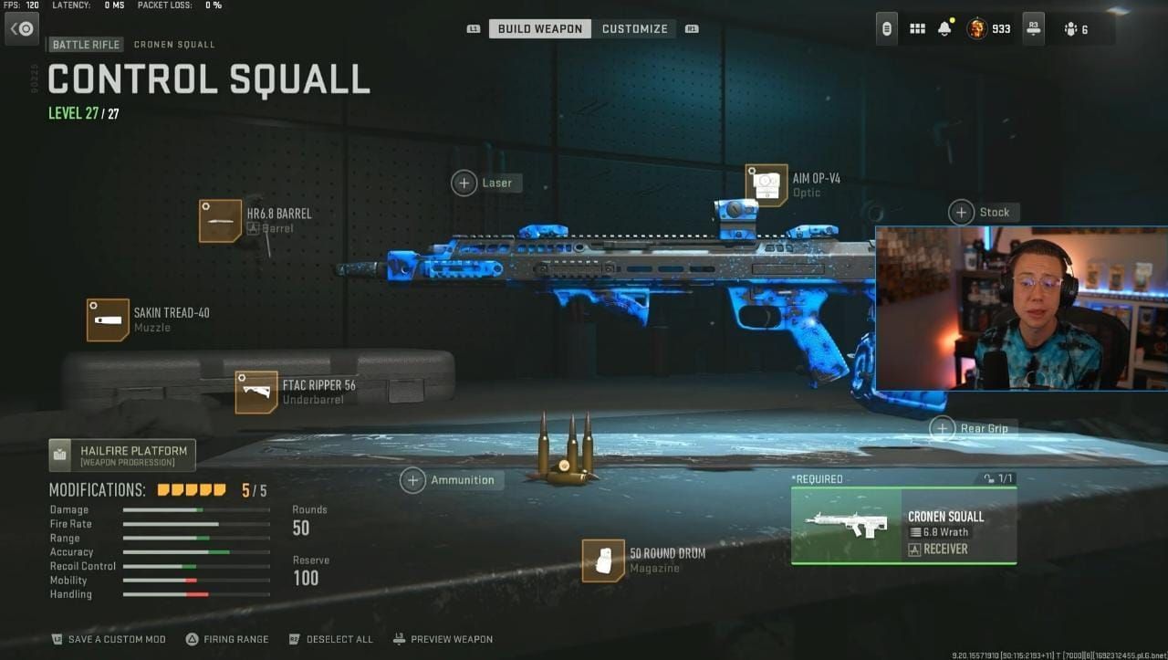 Cronen Squall loadout in Warzone 2 (Image via YouTube/WhosImmortal)