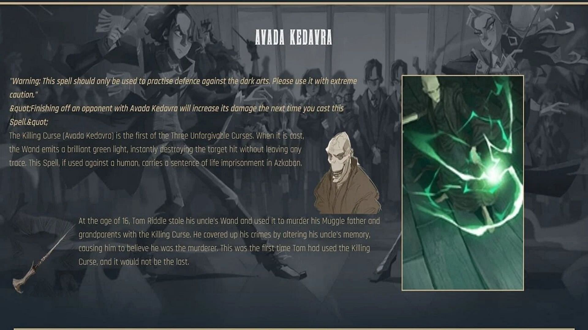 Avada Kedavra is one of the best spell cards to use (Image via Harry Potter Magic Awakened)