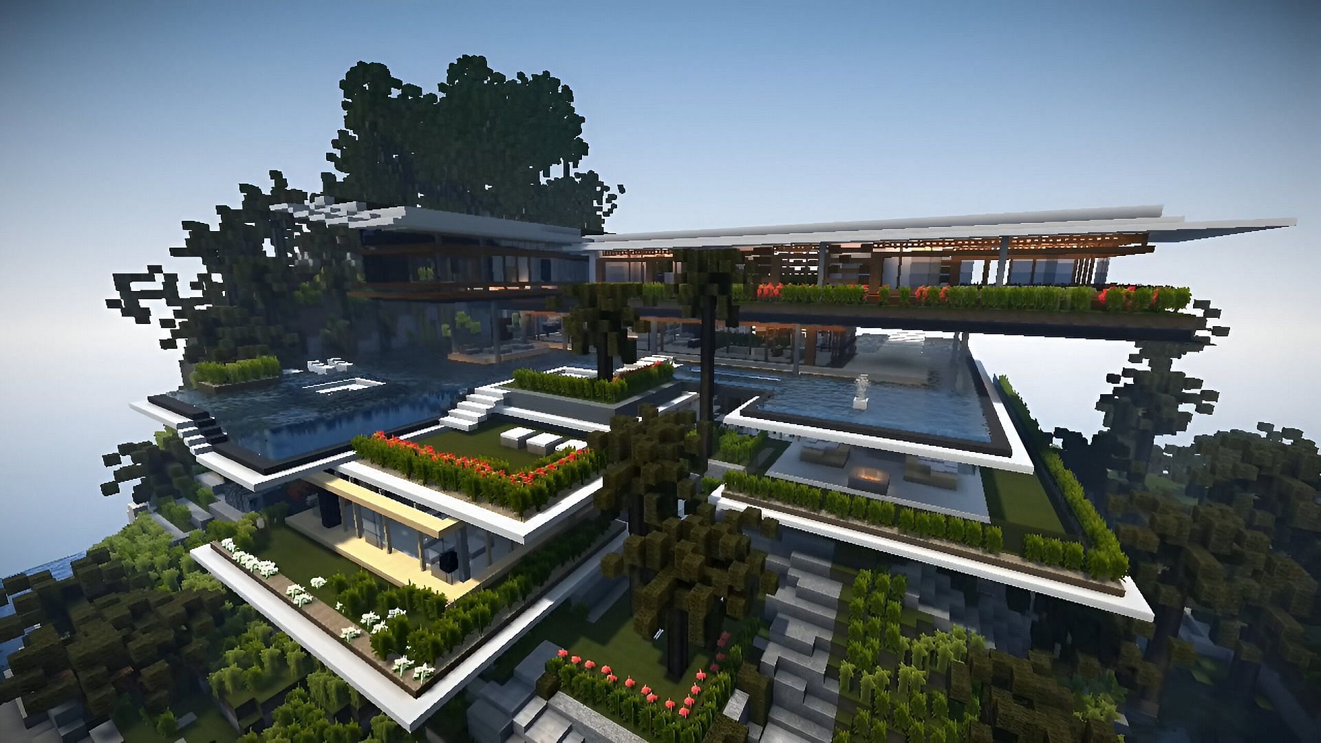 The art of creating modern Minecraft builds tends to require plenty of building tricks (Image via Andyisyoda/YouTube)