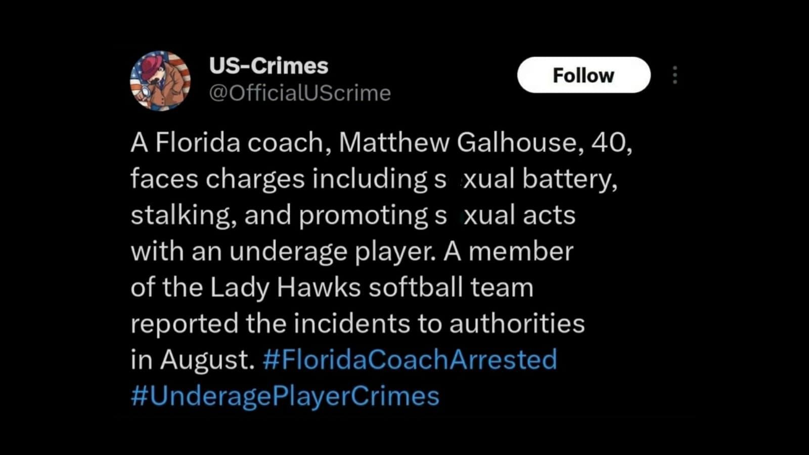 Galhouse allegedly established contact with the victim in March 2023. (Image via US-Crimes/Twitter)