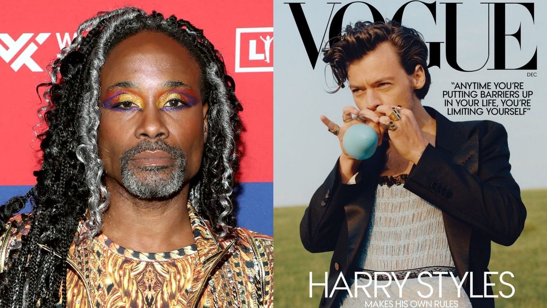 Billy Porter and Harry Styles. (Photo via Getty Images, @pineaplestyless/Twitter)