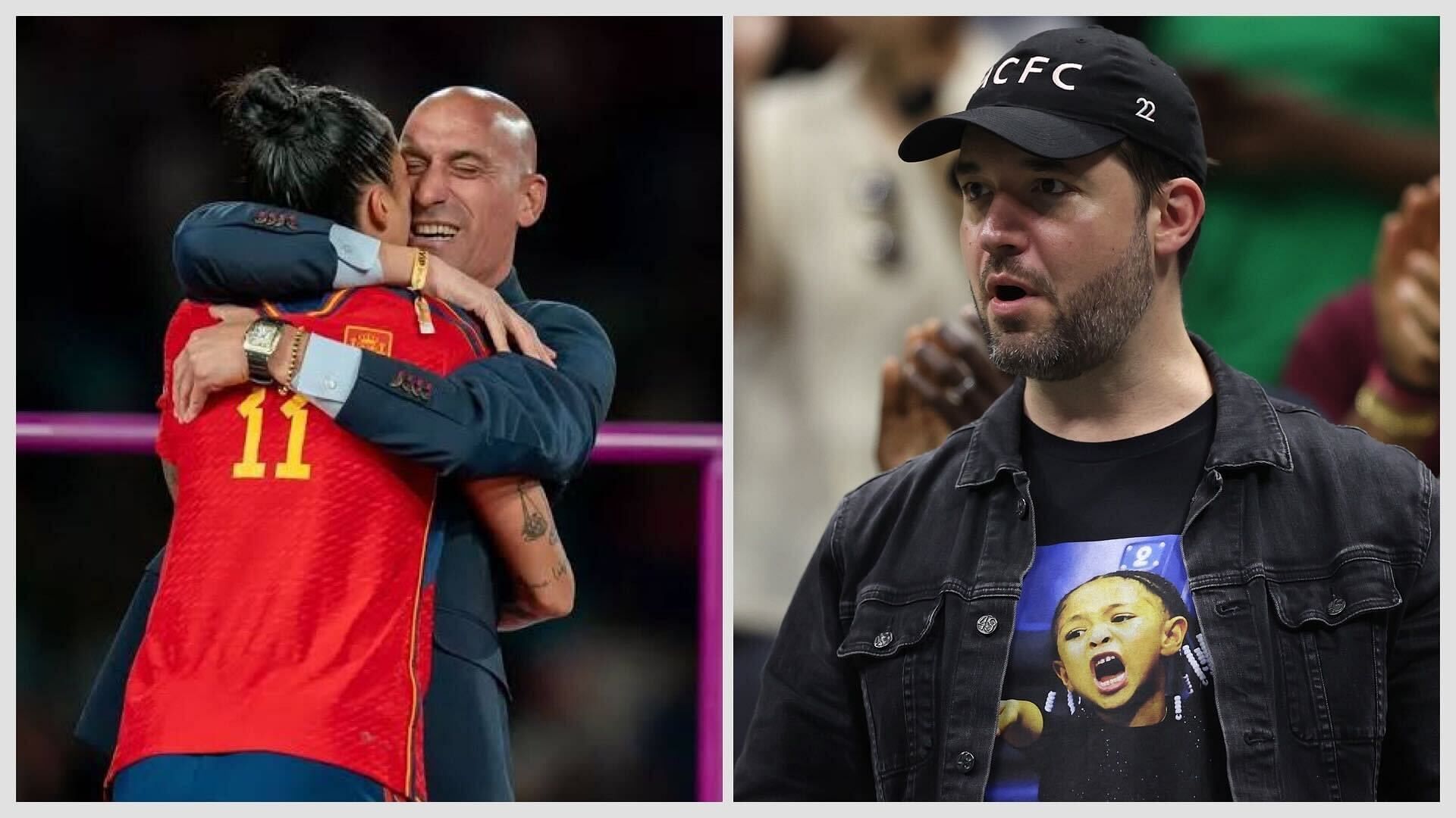 Alexis Ohanian was in shock after Spanish football President controversially kisses player Jenni Hermoso after World Cup win