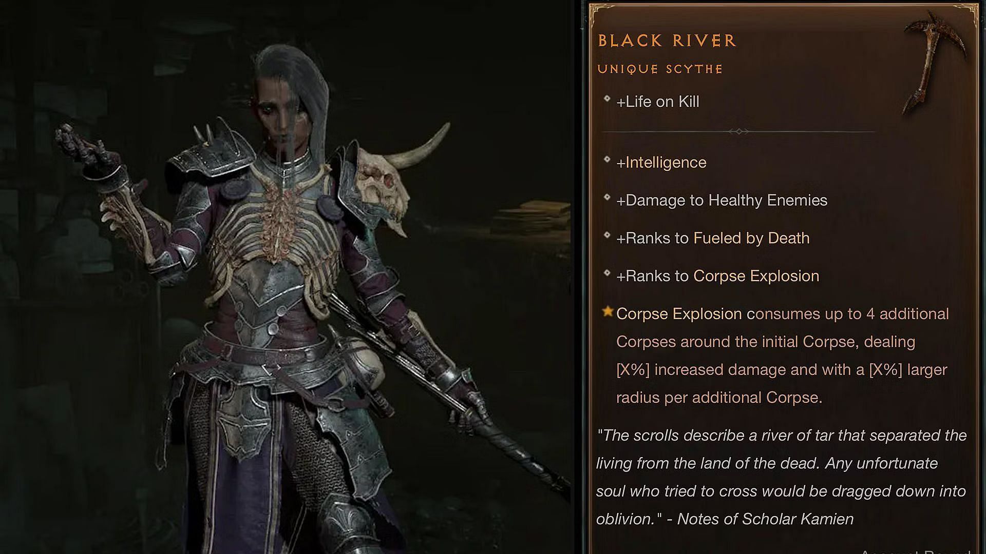 Black River is one of the best weapons to use for your Necromancer (Image via Blizzard Entertainment)