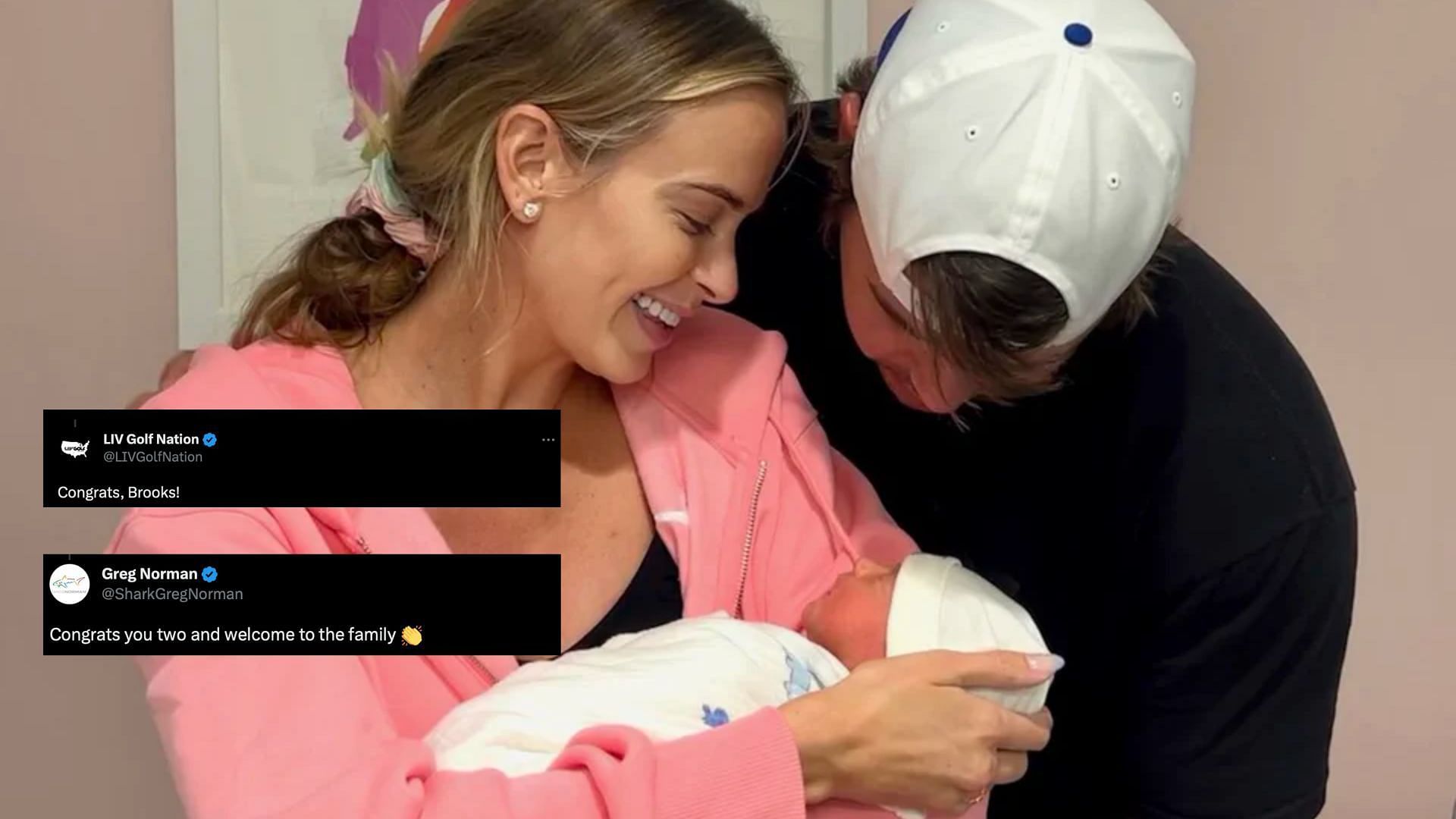 Brooks Koepka and Jena Sims with baby Crew (Image via Twitter @/Bkoepka)