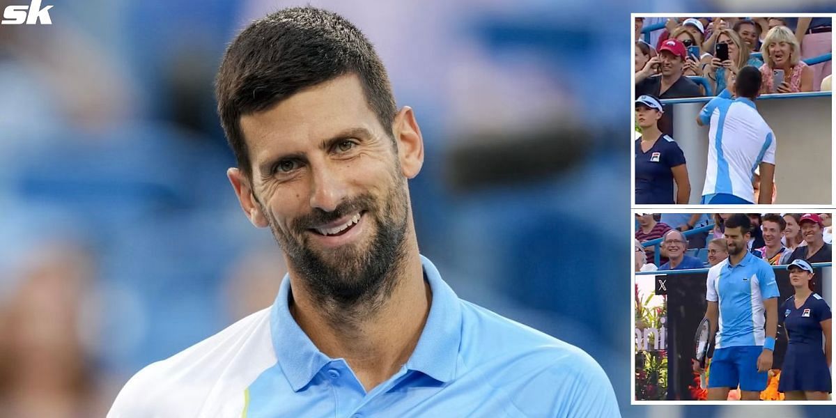 Novak Djokovic interacted with fans at the Cincinnati Open