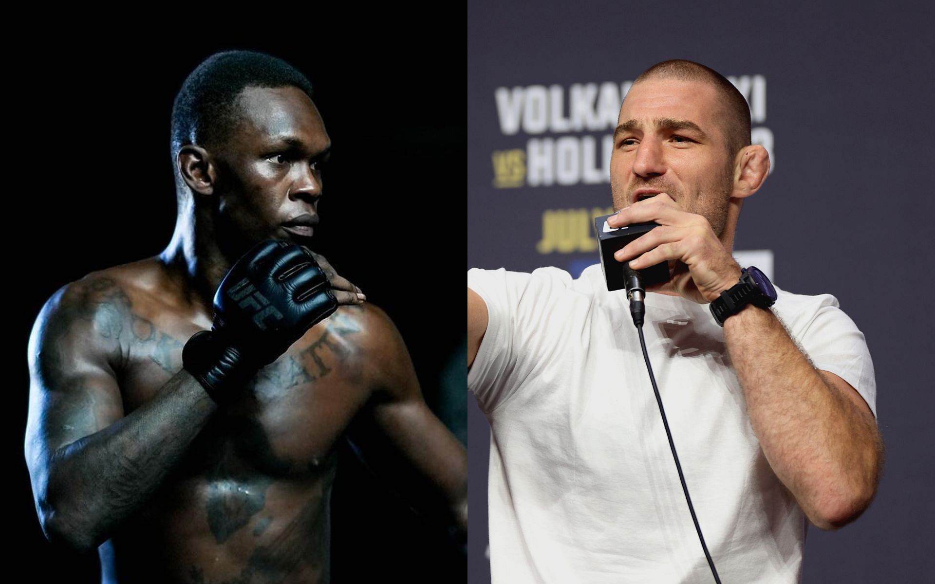 Israel Adesanya (Left), Sean Strickland (Right) [Image courtesy: @stylebender on Instagram, Getty]