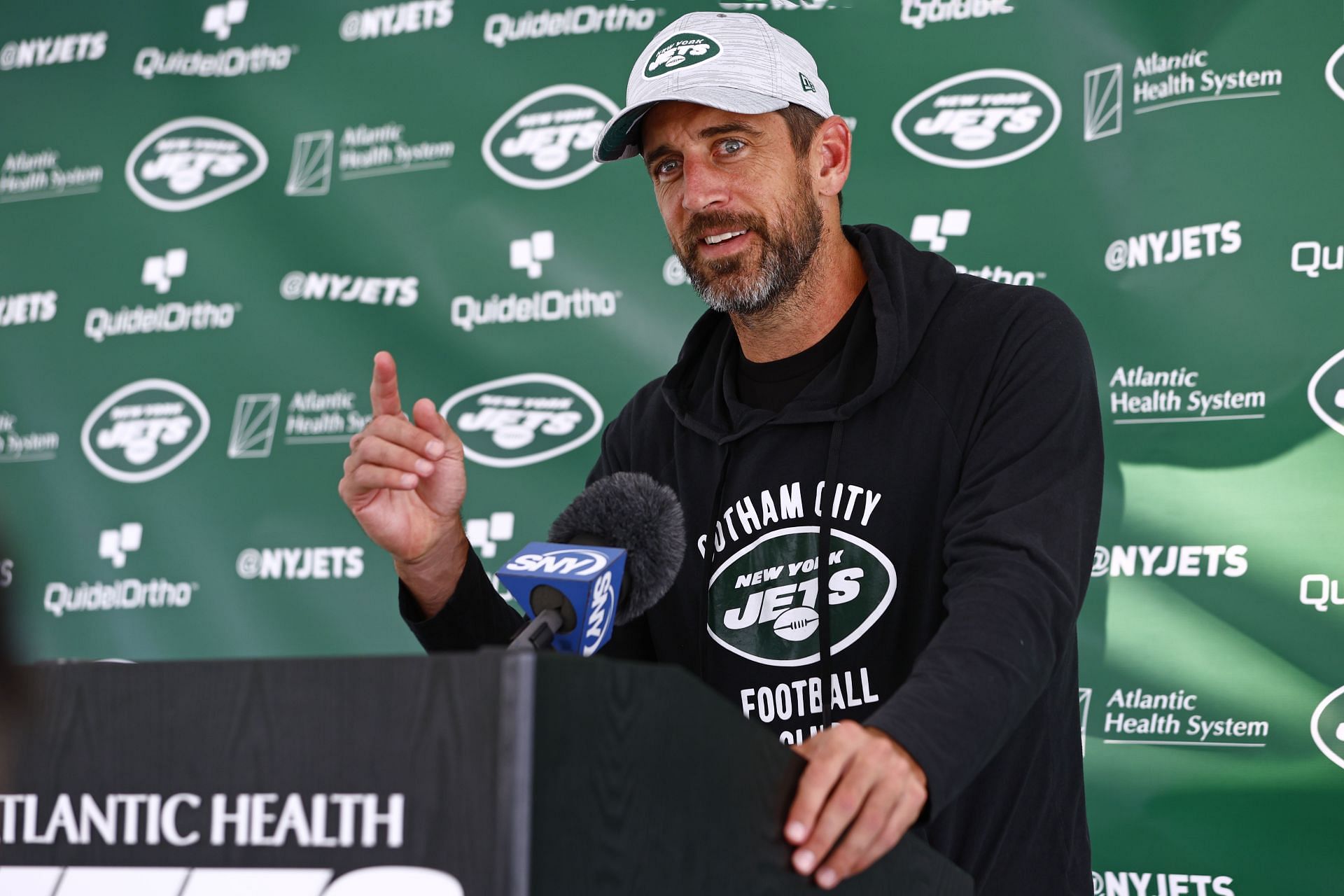 Aaron Rodgers at New York Jets Training Camp