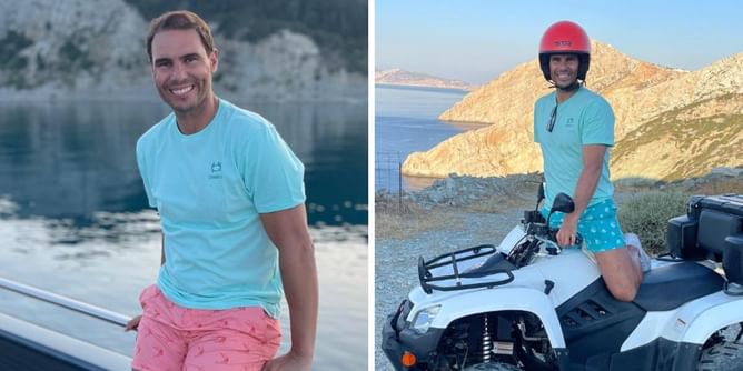 Rafael Nadal all smiles on board ATV during Greece vacation with family