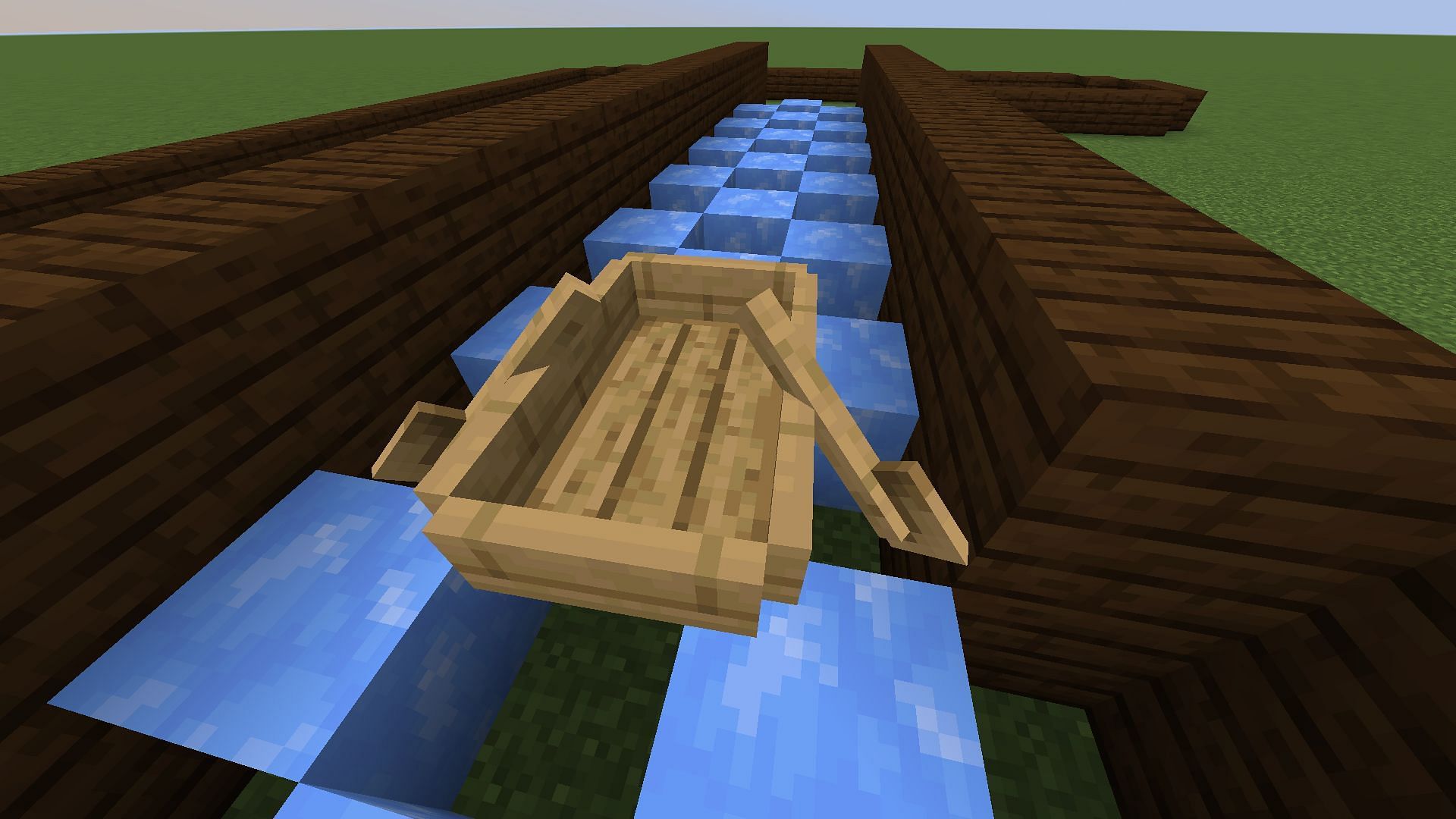 Blue ice can be used to create ice tracks for boats in Minecraft (Image via Mojang)