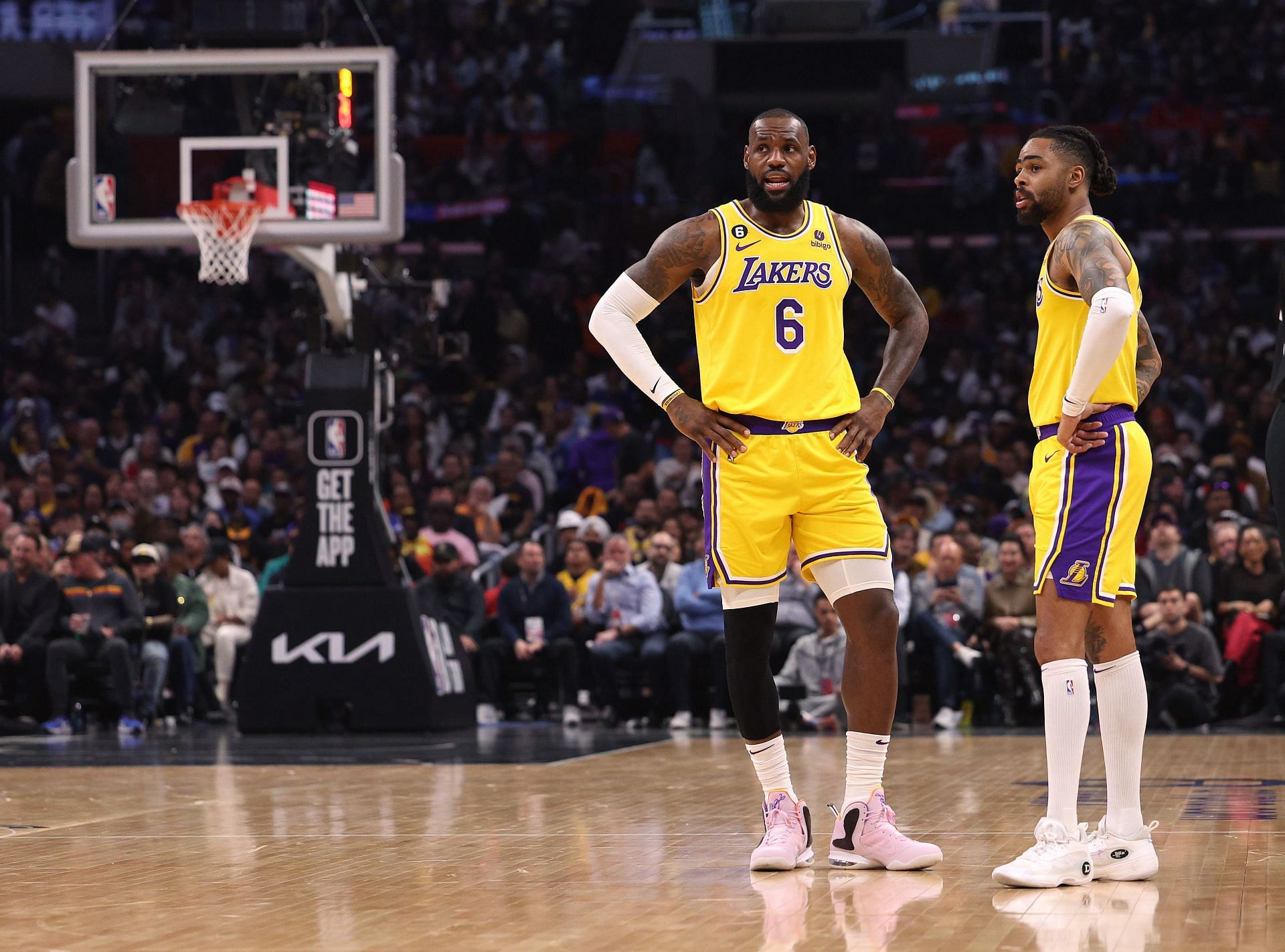 D'Angelo Russell with LeBron James for the Lakers