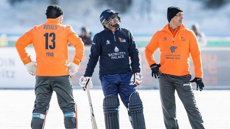 Jacques Kallis (center) starred in the unique St. Moritz Ice Cricket Series.