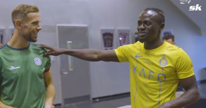 Sadio Mane reacts to Jordan Henderson reunion in Saudi Arabia with 4-word response as ex-Liverpool duo embrace each other